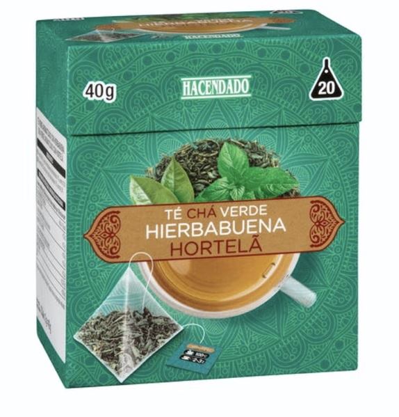 Чай зеленый с мятой в пирамидках HACENDADO, 20 шт \ уп 