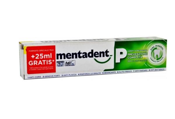 купить Зубная паста Mentadent антибактериальная с гидроксиапатитом, 75 мл+25 мл (100 мл)