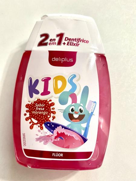 купить Детская зубная паста - гель Deliplus 2 в 1 со вкусом клубники, 100 мл 