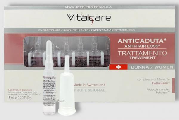 купить Ампульный уход для женщин против выпадения волос VITALCARE ANTICADUTA Швейцария, 10 х 6  мл