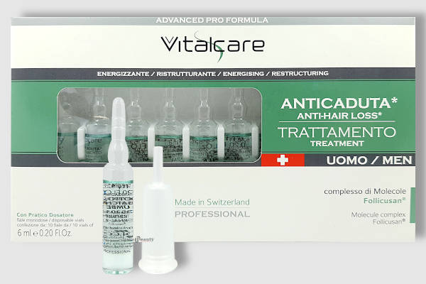 Ампульный уход для мужчин  против выпадения волос  VITALCARE Trattamento Anticaduta Uomo , Швейцария, 10 х 6 мл